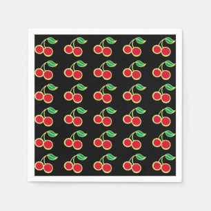 Retro Cherry Party Picnic Birthday Napkins