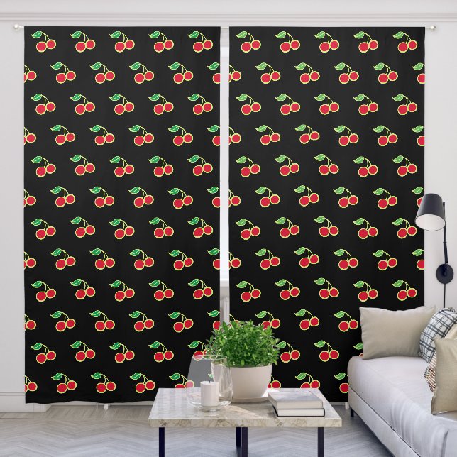 Retro Cherry Pattern Curtains  (Living Room)