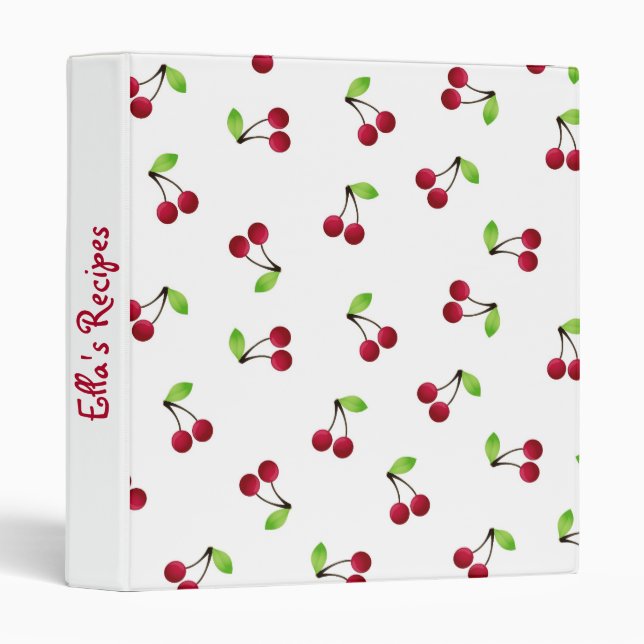 Retro Cherry Personalized Recipe Binder (Front/Spine)