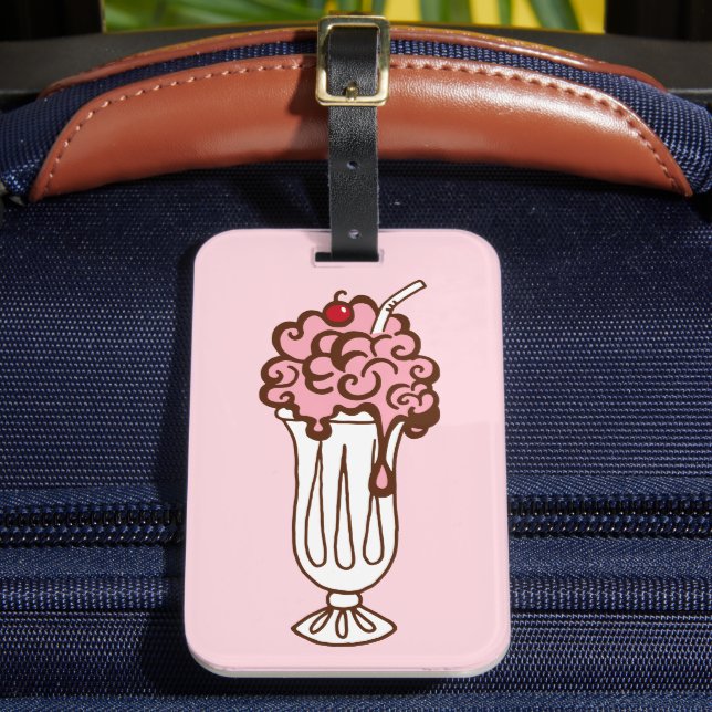 Retro Cherry Soda Luggage Tag (Front Insitu 2)