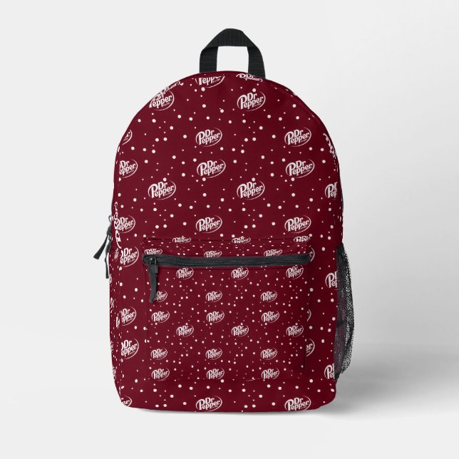 Retro Cherry Soda Pattern | Burgundy Red Polka Dot Printed Backpack (Front)