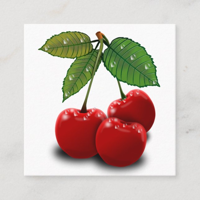 retro cherry square business card (Front)