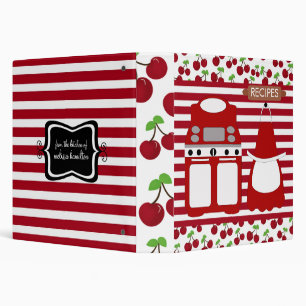 Retro Cherry Striped Recipe Binder
