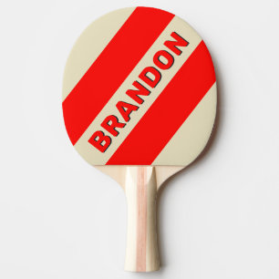 Retro Cherry Three Bold Stripes with Name Ping Pong Paddle