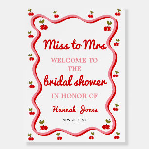 Retro Cherry Valentine Bridal Shower Welcome photo Foam Board