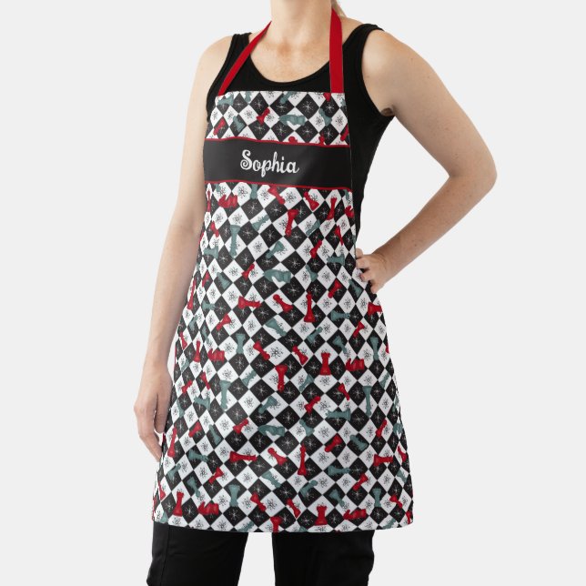 Retro Chess Board Apron (Insitu)