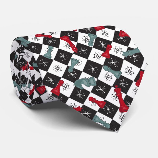 Retro Chess Board Neck Tie (Rolled)