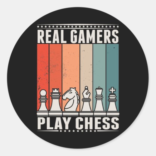 Retro Chess Gamer Board game Chess Pieces Classic Round Sticker