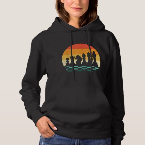 Retro Chess Gift Vintage Sunset Chess Player Hoodie