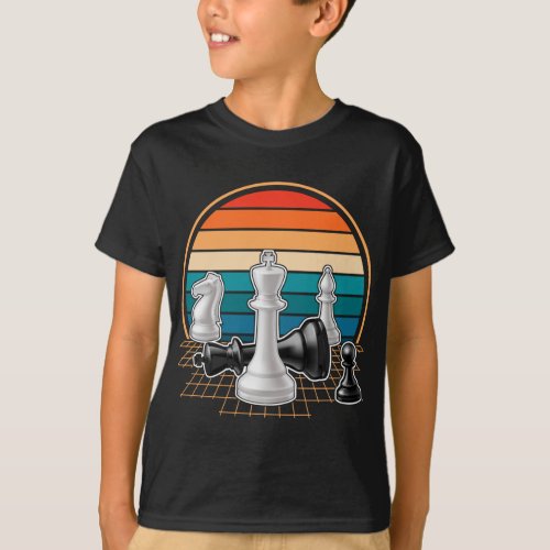 Retro Chess Pieces Board game Chess Lover T_Shirt