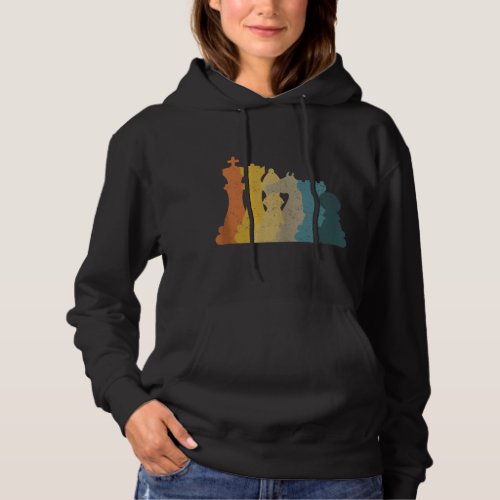 Retro Chess Pieces Chess Player Game Rook Knight K Hoodie