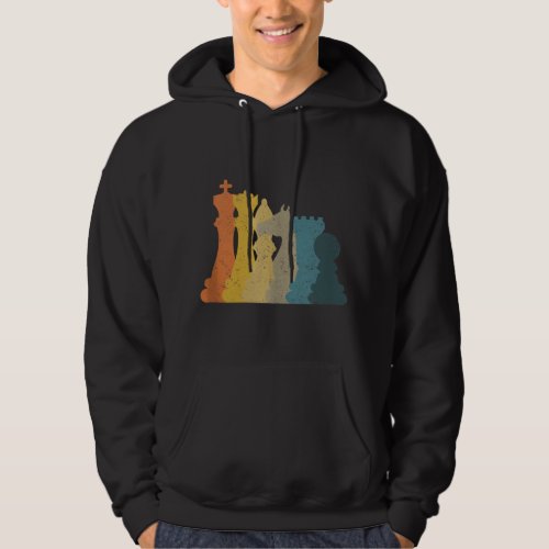 Retro Chess Pieces Chess Player Game Rook Knight K Hoodie