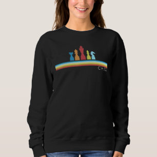 Retro Chess Player Figures Vintage Chess Pieces 80 Sweatshirt