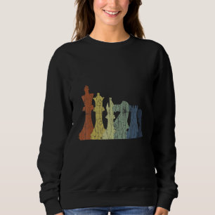 Retro Chess Set Sports Player Coach Graphic Sweatshirt