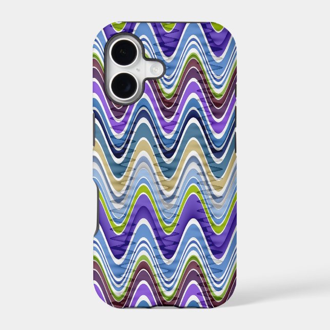 Retro Chevron and Wavy Stripes Pattern Iphone Case (Back)