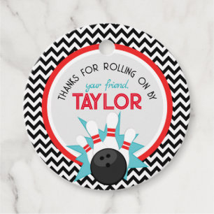 Retro Chevron Bowling Birthday Favor Tags