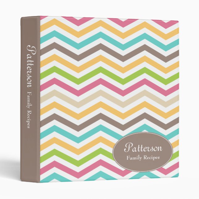 Retro Chevron Family Favorite Recipe Binder (Front/Spine)