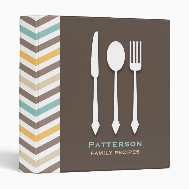 Retro Chevron Family Favorite Recipe Binder (Front/Spine)