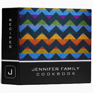 Retro Chevron Family Recipes Leather Look #10 Binder