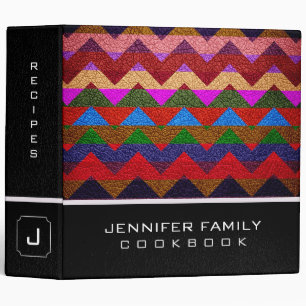 Retro Chevron Family Recipes Leather Look #11 Binder