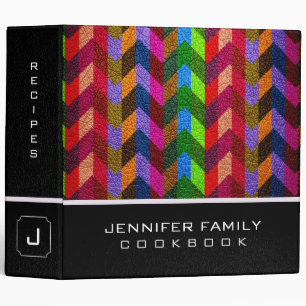 Retro Chevron Family Recipes Leather Look Binder