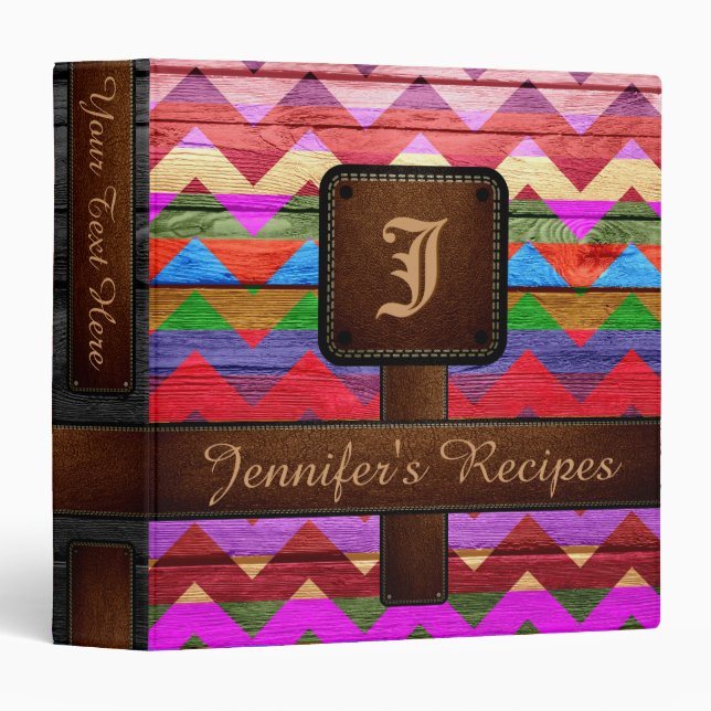 Retro Chevron Monogram Recipe #2 Binder (Front/Spine)