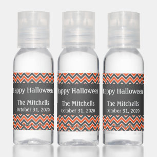 Retro Chevron Orange Black White Travel Bottle Set Hand Sanitizer