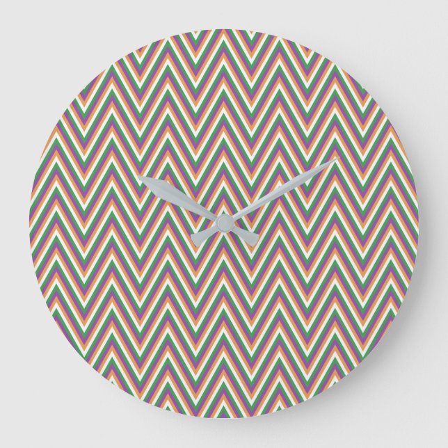 Retro Chevron Pattern Large Clock (Front)