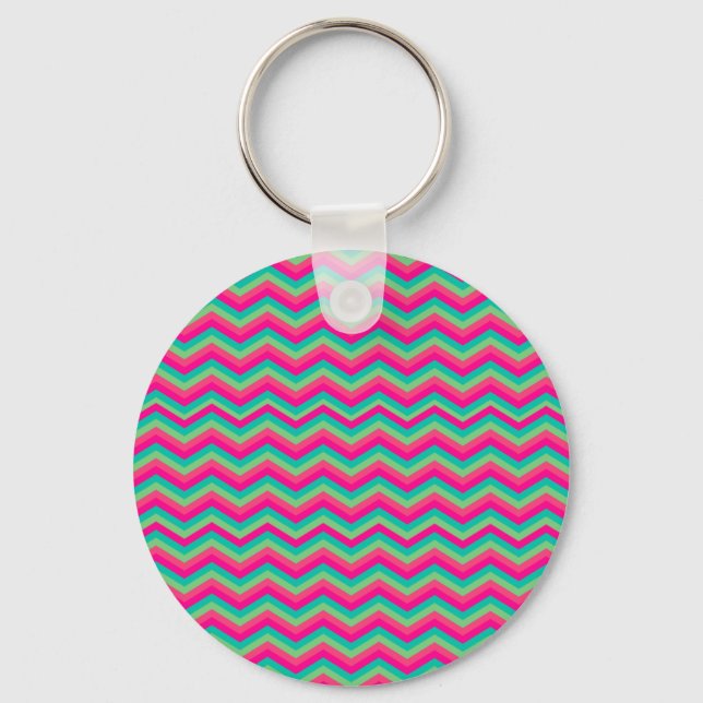 retro chevron pattern zig zag keychain (Front)