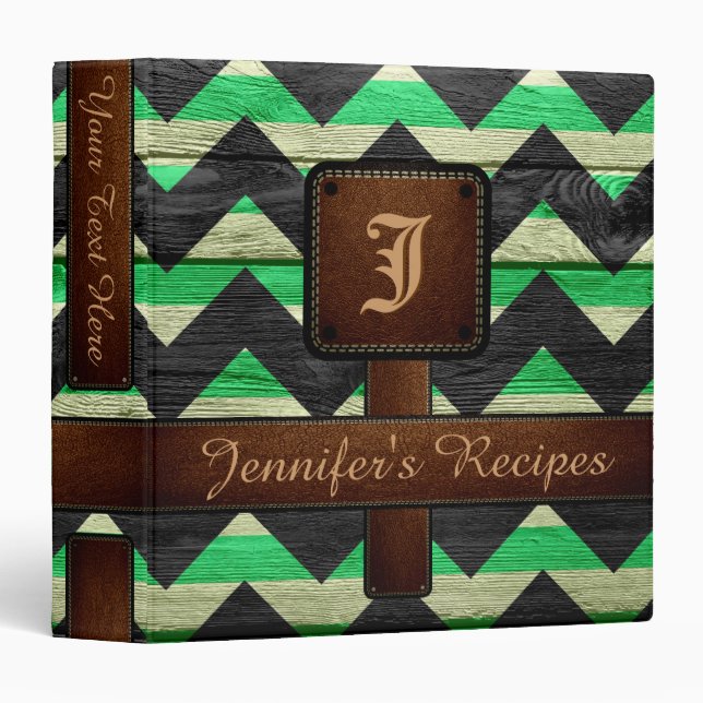 Retro Chevron Recipe #9 3 Ring Binder (Front/Spine)