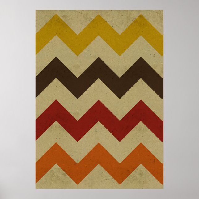 Retro chevron zigzag stripes zig zag pattern poster (Front)
