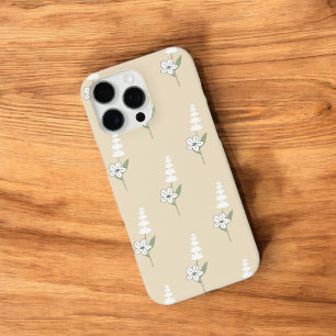 Retro Chic Beige Floral Pattern Whimsical Spring iPhone 16 Pro Max Case