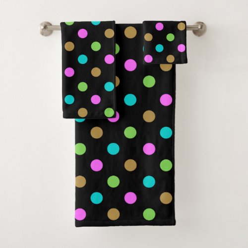 Retro Chic Black and Polka Dot II Bath Towel Set