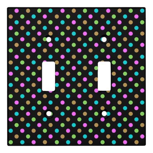Retro Chic Black and Polka Dot Light Switch Cover (Front)