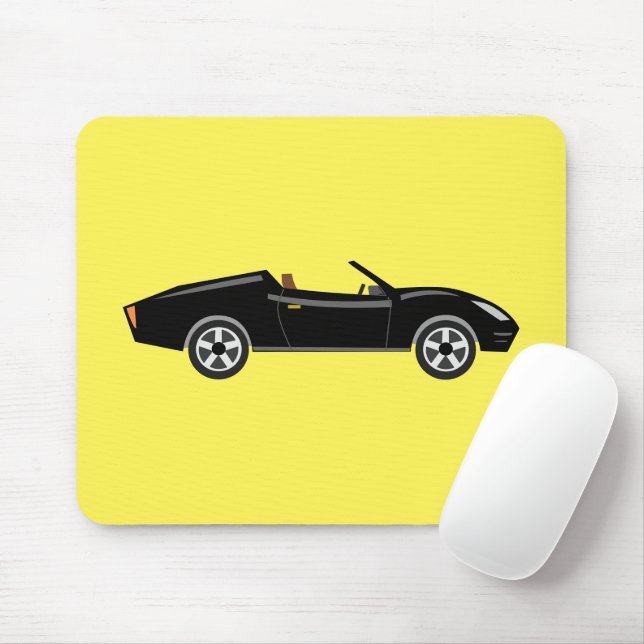 Retro Chic Black Car With Yellow BG Mouse Pad (With Mouse)