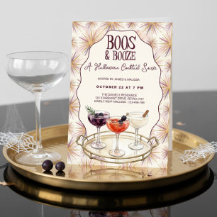 Retro Chic Boos and Booze Halloween Soiree Invitation