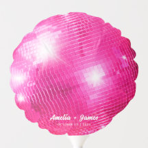 Retro Chic Bright Hot Pink Wedding Disco Balls