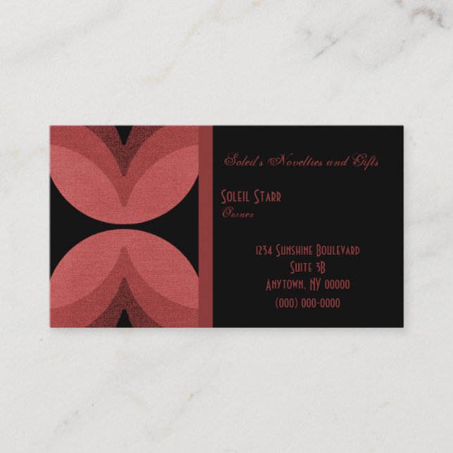Retro Chic Business Card, Crimson Card (Front)