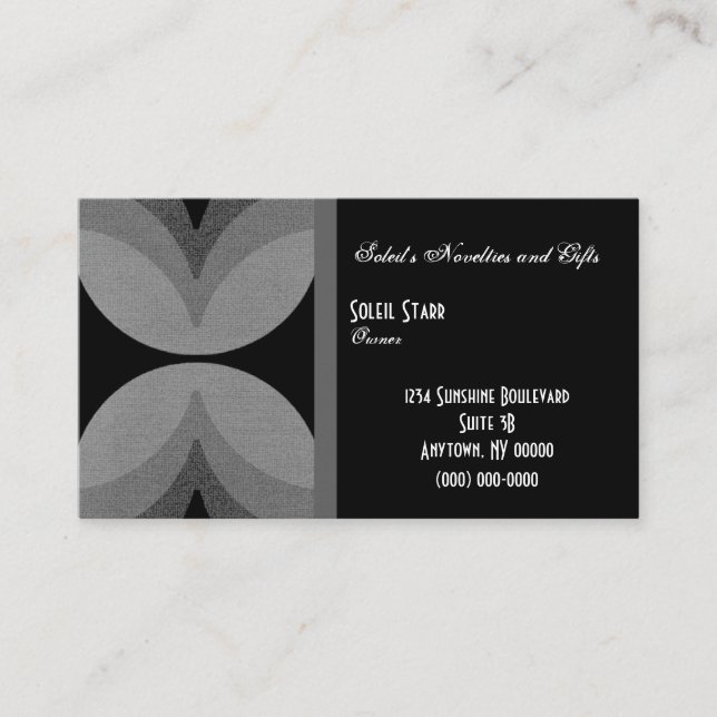 Retro Chic Business Card, Gray Business Card (Front)