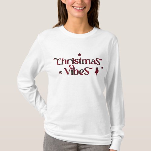 Retro Chic Christmas Vibes on Traditional Tartan T_Shirt