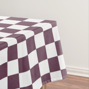 Retro Chic Dark Rose Pink White Checkered Pattern Tablecloth
