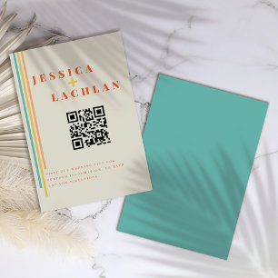 Retro Chic Design with Colorful Stripes Wedding Enclosure Card