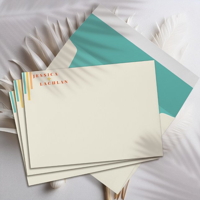 Retro Chic Design with Colorful Stripes Wedding Envelope (Creator Uploaded)