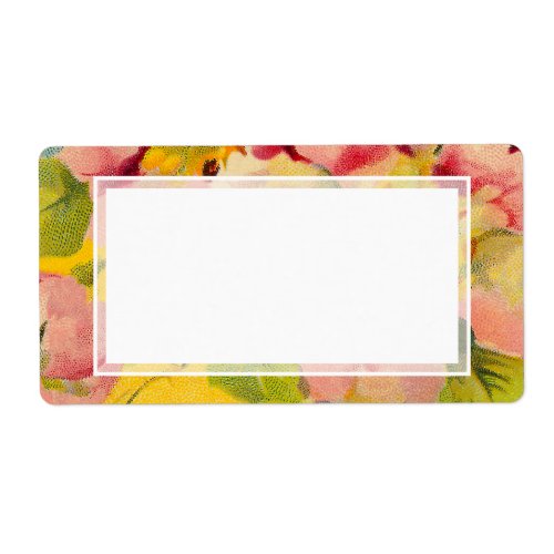 Retro Chic Elegant Pink Vintage Floral Primroses Label