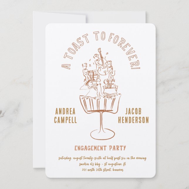 Retro Chic Engagement Party Invitation (Front)