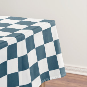 Retro Chic Eucalyptus Blue White Checkered Pattern Tablecloth