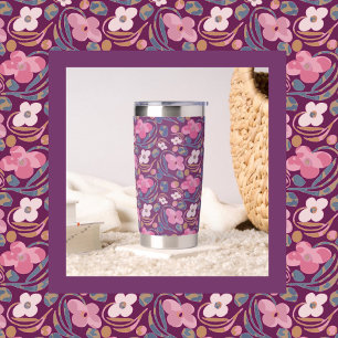 Retro Chic Floral Pattern Insulated Tumbler