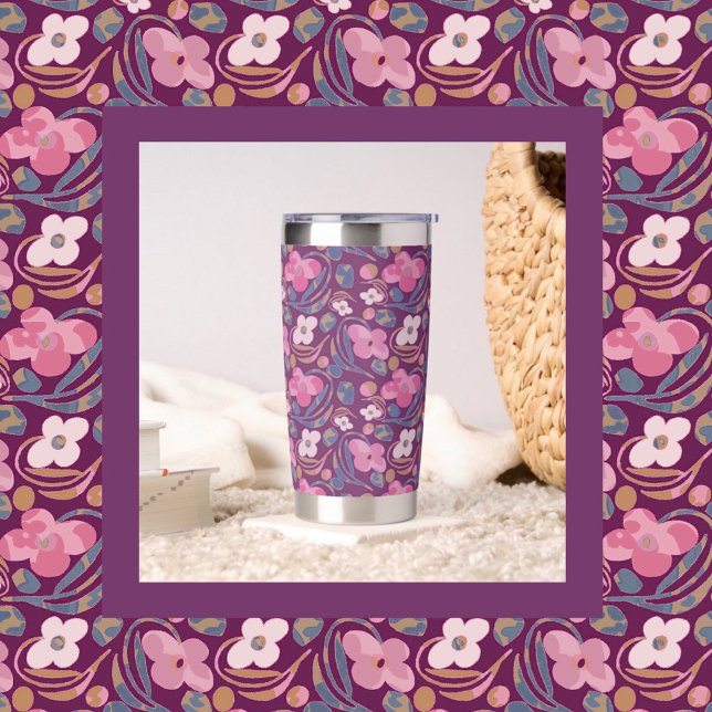 Retro Chic Floral Pattern Insulated Tumbler (Creator Uploaded)