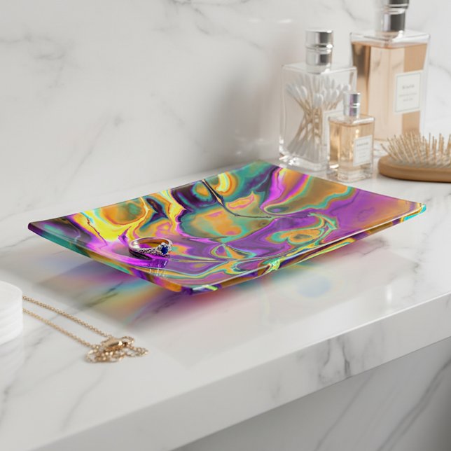 Retro Chic Fractal Marble Pattern Trinket Tray (Creator Uploaded)