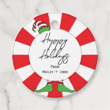 Retro Chic Fun Peppermint Candy Elf Happy Holidays